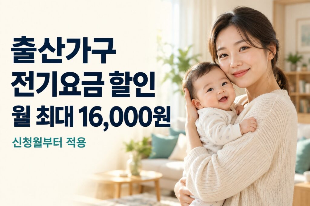 출산가구 전기요금 월 최대 16000원 할인과 신청월부터 적용 안내