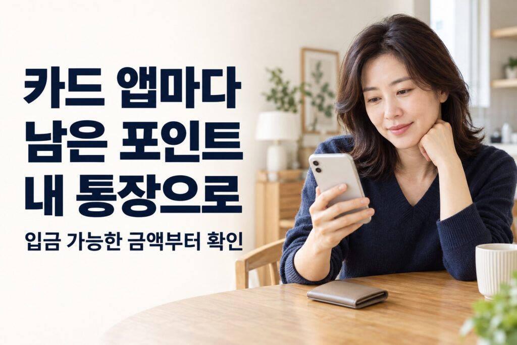 카드 앱마다 남은 포인트를 내 통장으로 받기 전에 입금 가능한 금액부터 확인
