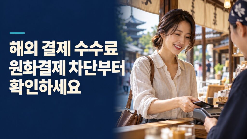 해외 결제 수수료를 줄이기 위해 원화결제 차단을 확인하라는 가로 썸네일