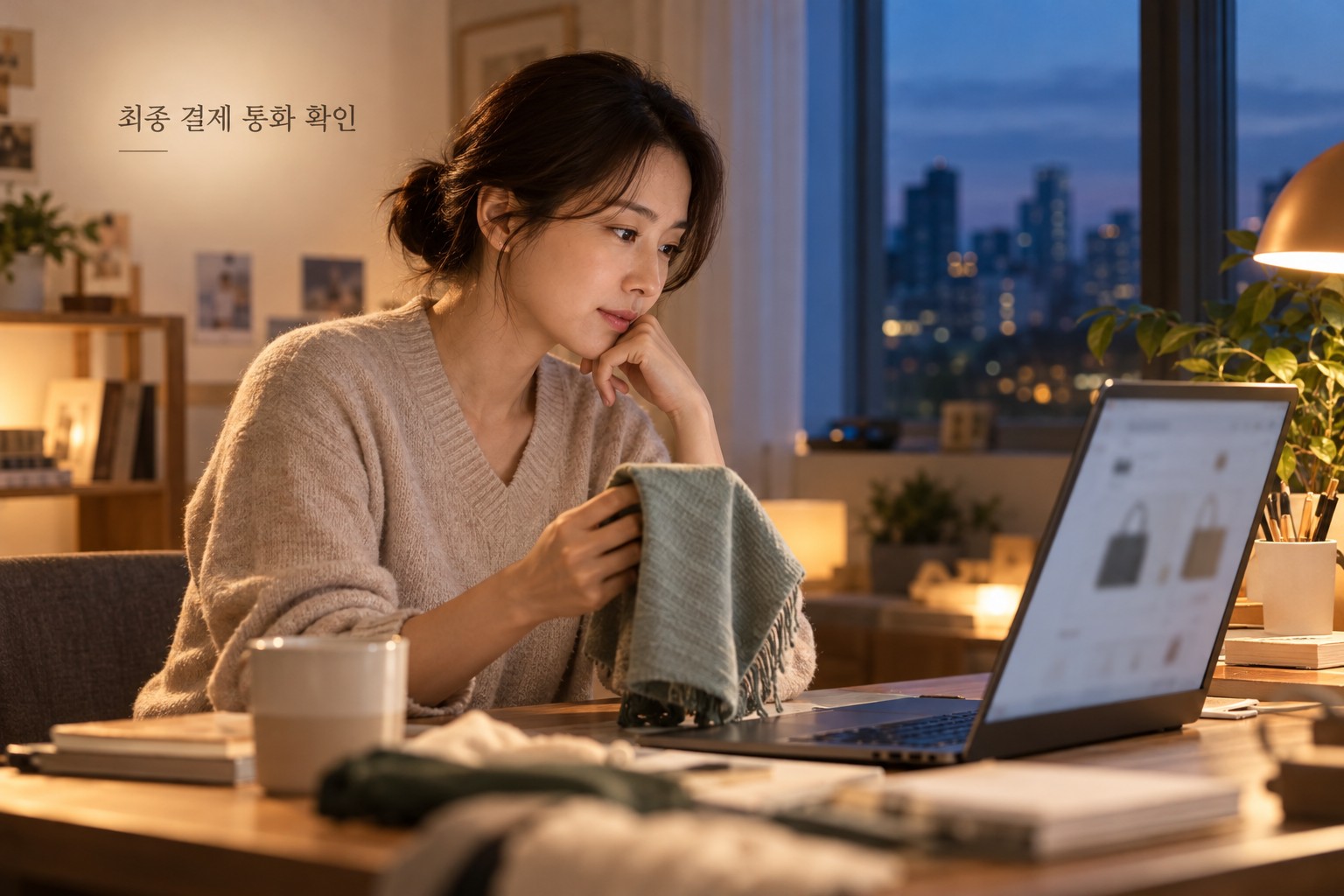 해외 온라인 쇼핑의 최종 결제 통화를 확인하는 한국인 성인